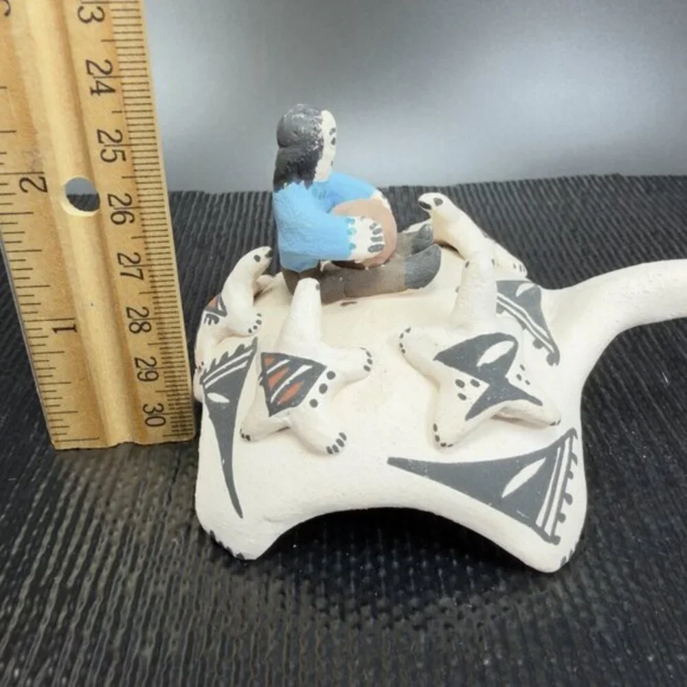 1992 Acoma Pottery Hand Made Signed Norma Jean Turtle Storyteller New Mexico VTG